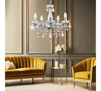 Lustre Suspensions Lampe de Salon 5 à Flammes Cristaux Lustre Chorm Transparent