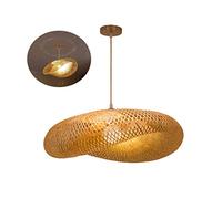 Lustre tissé en rotin de bambou vintage Créatif rétro Asie du Sud-Est réglable E27 Plafonnier 40cm Lampe suspendue pour chambre à coucher Salon Salle à manger