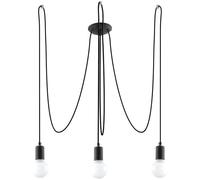 Lustre Tissu Noir E27 3 Edison