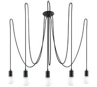 Lustre Tissu Noir E27 5 Edison
