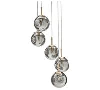 Beliani Lustre Transparent et Cuivré en Verre Rond Design Moderne 5 Ampoules Ralfes