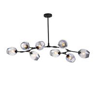 Lustre Vintage 180 cm à Branches en Verre, Douille E26 Style Sputnik, Hauteur réglable, Suspension Globe 8 lumières Style Milieu du siècle, luminaires en métal soufflé à la Main, Finition no