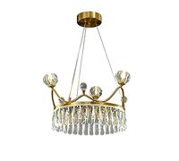Lustre Vintage en Cristal, doré, 3 lumières, Suspension en Fer, éclairage idéal pour Une décoration de Style Ferme, Table à Manger ou Salon - 65 x 28 cm. Robinetterie Domestique.
