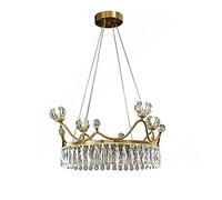 Lustre Vintage en Cristal, doré, 3 lumières, Suspension en Fer, éclairage idéal pour Une décoration de Style Ferme, Table à Manger ou Salon - 65 x 28 cm. Robinetterie Domestique.