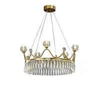 Lustre Vintage en Cristal, doré, 3 lumières, Suspension en Fer, éclairage idéal pour Une décoration de Style Ferme, Table à Manger ou Salon - 65 x 28 cm. Robinetterie Domestique.