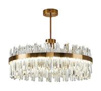 Lustre Vintage en Cristal pour Salon, Style Post-Moderne, Ambiance Luxueuse et épurée, Design Moderne, idéal pour Restaurant ou Chambre (Taille : Rond, diamètre 60 cm)