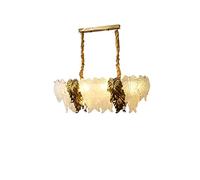 Lustre Vintage en Cristal, Style français, Luxueux, Simple et Moderne, pour Salon, Chambre Principale ou Bureau, avec Abat-Jour Rouge (Dimensions : Ovale, Longueur 80 cm, 12 W).