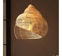 Lustre Vintage Industriel Lampe À Suspension Tressée En Spirale En Rotin De Bambou Bricolage Luminaires De Chambre À Coucher Plafond De Forme De Conque Accrochant Pour La Salle À Manger Cuisine