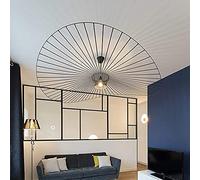 Lustre vintage lampes à suspension salon lampe créative simple (hauteur lumière réglable), bande de tissu en fibre de verre + motif chapeau en fer forgé E27 Max 40 W