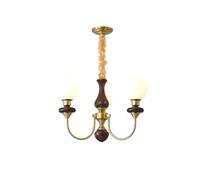 Lustre Vintage, lustres Style villageois à 3 lumières pour Salle à Manger, Suspension Moderne avec Abat-Jour en Verre et décoration en Bois, plafonnier pour Salon, Chambre (d 3LIGHT)