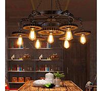Lustre Vintage Rétro Engrenage Industriel Pendentif 7 Têtes Hauteur Réglable Bar Loft Suspension Lumière Restaurant Chambre Spirale Lampe Suspendue Cuisine Salon Décoration Plafond Éclairag