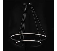 Lustrependu Moderne À Intensité Variable Pour Salon Et Salle À Manger, Hauteur Réglable, Circulaire À 2 Anneaux, Lumière Blanche Et Neutre, 60-80 Cm, 88 W