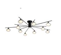 Lustres 10 pendentifs Noirs légers avec Globes en Verre luminaires de Plafond de mère Classique pour Chambre à Manger de Salon, G9 (Noir, 6 têtes)