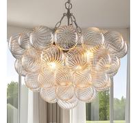 Lustres à Bulles, Plafonniers Encastrés à Bulles De Murano Soufflés à La Main avec Ampoules LED, Lustre à économie D’énergie Plafonnier pour Salon Chambre Couloir Home Stu, White, 50 * 50 * 35