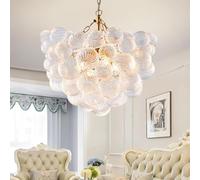 Lustres à Bulles, Plafonniers Encastrés à Bulles De Murano Soufflés à La Main avec Ampoules LED, Lustre à économie D’énergie Plafonnier pour Salon Chambre Couloir Home Stu, Gold, 50 * 50 * 35