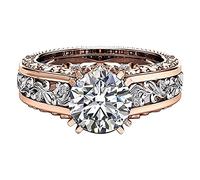 Lustres Bagues Anneaux Anneau Cadeau Séparation Dames Anneau Plaqué Or Couleur Rose Alliage Bijoux Anneaux Bagues Bagues (White, 11)