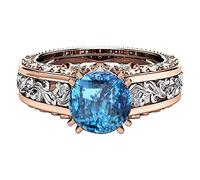 Lustres Bagues Anneaux Anneau Cadeau Séparation Dames Anneau Plaqué Or Couleur Rose Alliage Bijoux Anneaux Bagues Bagues (Blue, 6)