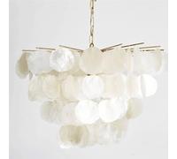 Lustres, Carillon Éolien En Coquillage Nordique, Abat-Jour En Coquillage Blancnsion D'Intérieur Réglable Pour Salon, Chambre À Coucher, Salle À Manger/E Couleur/50 Cm/19,7 Pouces