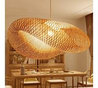 Lustres d'époque Lampes en bambou naturel Lustres tressés Longueur simple et créative réglable E27 Lampes à économie d'énergie Restaurant Chambre Allée Lustres chauds,80cm