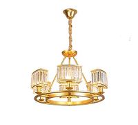 Lustres E27 en Cristal, luminaires de Plafond Modernes et contemporains, suspensions Vintage, Lustre Rustique pour Salon, Salle à Manger, Hall d'entrée (Couleur : Or)