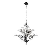 Lustres en branche de cristal vintage noirs, pendentif en cristal réglable à 8 lumières, éclairage suspendu, luminaires de plafond, lustres pour salle à manger, salon, chambre à coucher, porche