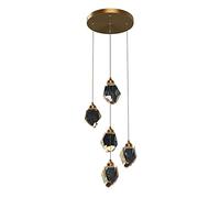 Lustres en cristal de 5 têtes, éclairage décoratif de restaurant lampe suspendue, lumière suspendue à LED moderne, lampes de suspension à disque en cuivre, lumières nordiques simples pour le salon