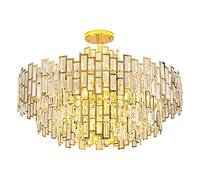 Lustres en Cristal doré, éclairage de Hall d'entrée, lustres en Acier Inoxydable pour Haut Plafond, Suspension inclinée, Style Empire français Rond