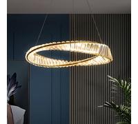 Lustres En Cristal,Lampe Suspendue Moderne À Led À Intensité Variable Pour Salon Salle À Manger Cuisine Chambre D40Cm/ 15,7 Po,Lustre Salon Moderne À Anneaux IrréGuliers En Or Acier Inoxydable