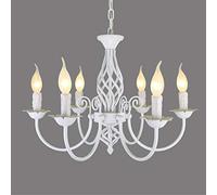 Lustres En Fer Forgé Rétro Lampe Pendentif Style Industriel Lampe Suspendue Rustique Nostalgie E14 Hauteur Suspension Réglable À Manger Cuisine Chambre Salon Plafonnier Cafe Bar,Blanc,6heads
