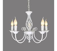 Lustres En Fer Forgé Rétro Lampe Pendentif Style Industriel Lampe Suspendue Rustique Nostalgie E14 Hauteur Suspension Réglable À Manger Cuisine Chambre Salon Plafonnier Cafe Bar,Blanc,5heads