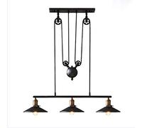 Lustres Fer Lumière Rétro Lampe Industrielle Suspendue Suspension Métal Poulie E27 Plafond Lampe Chambre Loft Pendentif Réglable Café Lumineux Salon Salle À Manger Bar,DreiKöpfe