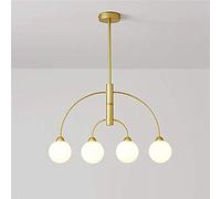 Lustres, Globe Rotatif En Laiton Satiné À 6 Lumières -Pension de Style Nordpour Salle À Manger, Salon, Chambre Et Restaurant/Or Et Blanc Laiteux/4 Lumières