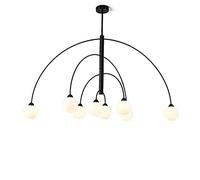 Lustres, Globe Rotatif En Laiton Satiné À 6 Lumières -Pension de Style Nordpour Salle À Manger, Salon, Chambre Et Restaurant/Noir Et Blanc Laiteux/8 Lumières