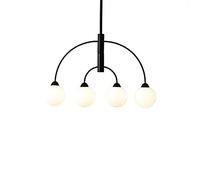 Lustres, Globe Rotatif En Laiton Satiné À 6 Lumières -Pension de Style Nordpour Salle À Manger, Salon, Chambre Et Restaurant/Noir Et Blanc Laiteux/4 Lumières