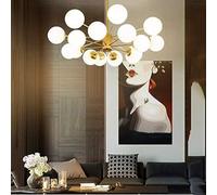 Lustres, Lampe Suspension Lustre Plafonnier 6 S Or Moderne Sphère De Verre Mat Pendentif Réglable Ing Luminaire Vintage pour Salon,Un,12 Lumières,Bonny369