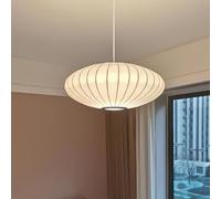 Lustres Lanterne Moderne Suspension Tissu Lampe Suspendue Soie Pendentif Blanche Wabi-Sabi Boho D'intérieur E27 Plafonnier Réglable Hauteur Salon Salle À Manger Cuisine Îlot Chambre À Coucher(60cm)