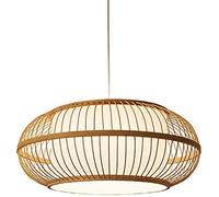 Lustres LED, lustre de style japonais lanterne rond lumière ambiante bambou art e27 pendant plafonnier plafonnier lampe de lampe de suspension pour la salle à manger de chambre à manger [classe