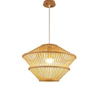 Lustres , Lighting Industrial Bamboo Light Boho Basket Chandelier Wicker Rattan Lantern Retro Japanese Style E27 Hanging Ceiling Lamp Southeast Asian Restaurant, Living Room, Tea(Wooden Color)