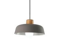 Lustres, Lustre de Style Nordique for Salle à Manger, Lampe Suspendue en Forme de dôme en Bois et métal avec Finition en Bois de chêne et Abat-Jour en Fer, luminaires de Plafond décoratifs, Lampes Ma