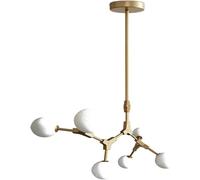 Lustres Lustre moléculaire Abat-Jour Globe en Verre Blanc Suspension Hauteur réglable Plafonnier Lumière Luxe