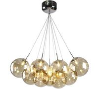 Lustres, Moderne À 10 Lumières, Globe En Verre À Lednsion de Salle À Manger Du Milieu Du Sièclendu En Verre Soufflé Ambré Fumé, Chambre À Coucher de Style Ferme/Or/A