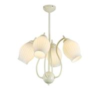 Lustres, Moderne En Verre Blanc Laiteux | Floral Du Milieu Du Siècle |Pension Réglable E27 Avec Variateur | Idéal Pour Salle À Manger, Salon, Cuisine, Îlot Central