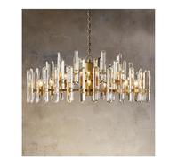 Lustres Modernes de Luxe en Chrome et Cristal, suspensions Lumineuses, décoration intérieure, Style Cottage européen, plafonnier LED, Grand Lustre (L100cm, Laiton, lumièr