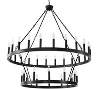 Lustres Modernes en Forme de Roue de Chariot Noire, luminaires de Plafond Ronds de Style Industriel pour Porche extérieur, Hauts plafonds, Salon, sall