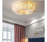 Lustres Modernes et créatifs, suspensions E27 - Lampe de Salle à Manger Romantique en Plumes, plafonnier en Tissu Doux pour Chambre d'enfant, plafonnier thème Princesse