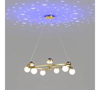 Lustres Plafonnier, Lampes suspendues, Lustre moderne à LED pour chambre d'enfant, Plafonnier étoile de dessin animé, Lampe suspendue en fer doré, Compatible avec le salon et la salle à manger