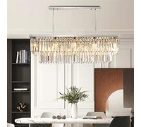 Lustres Plafonnier, Lampes Suspendues, Lustre Rectangulaire Chromé Compatible avec Le Salon, La Chambre À Coucher, Les Lustres En Cristal LED, La Lampe Suspendue De Luxe De Cuisine, Éclairage (Blanc