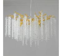 Lustres plafonnier pour Salon Lustres Branches d'arbre en Cristal doré Luminaire Suspendu Rond de Luxe en Forme de Goutte de Pluie 8 lumières Suspensi