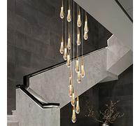 Lustres, plafonniers, suspensions, Lustre Moderne en Cristal, idéal pour Un escalier, Une Grande Lampe LED en Cristal doré, Un Long luminaire Suspendu pour Un Hall d'entrée ou Une