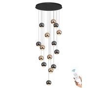 Lustres Salle Manger Plafonnier Rond intensité Variable à encastrer pour Salon 15 lumières Forme Goutte de Pluie en Cristal D24''xH118''